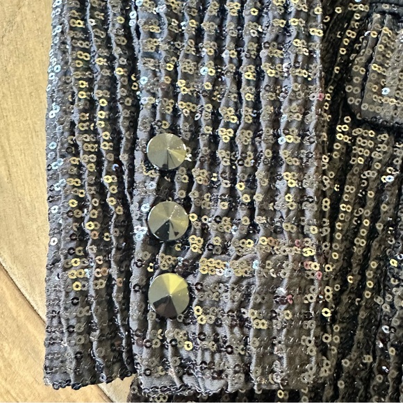 Retail $175 NWT Berek S Black Sequin Blazer Button Pockets Festive Evening Coat - Picture 9 of 12